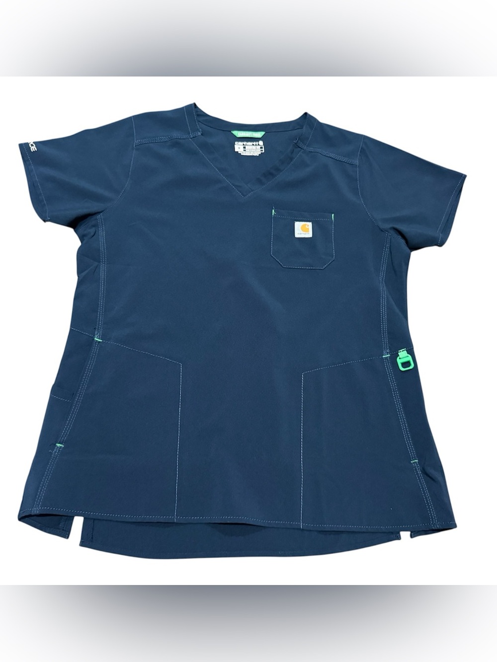 Carhartt Force Cross Flex Modern Fit Scrub Top Women’s Size Medium Navy Blue
